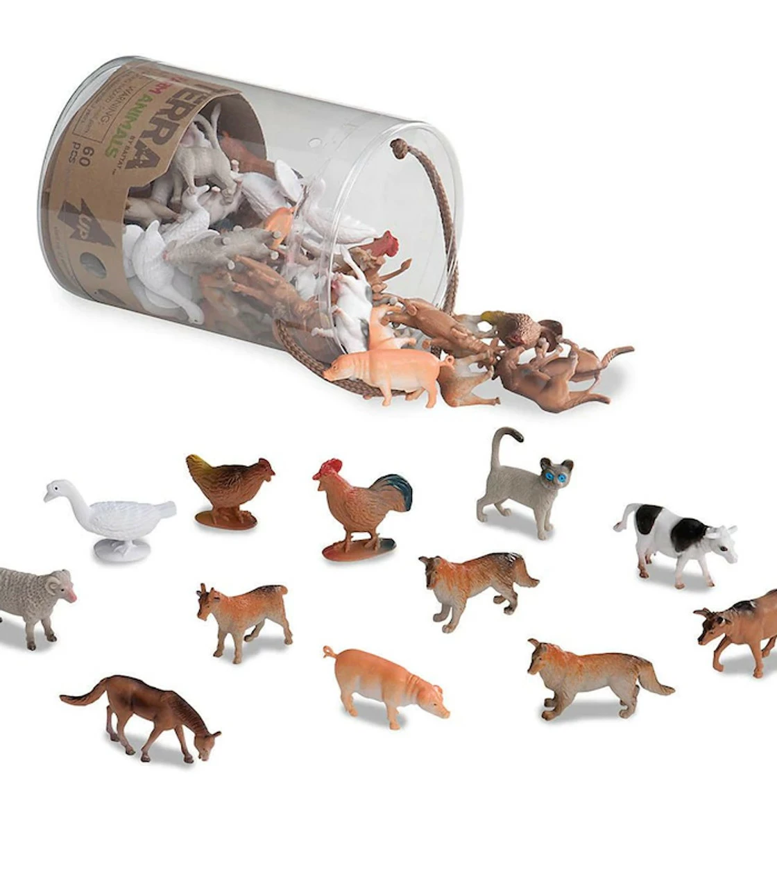 Terra Farm Animals In A Tube - 60 Pieces